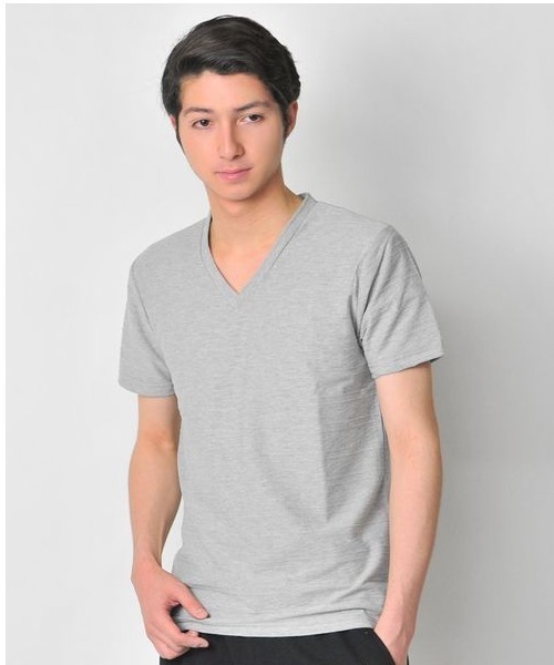 EVOLUTION(エボリューション)の「上質な大人のVネックTシャツ ジャガードボーダー(Tシャツ/カットソー・メンズ・ホワイト/ブラック/ライトグレー・LARGE/MEDIUM/X-LARGE)」の12枚目の写真