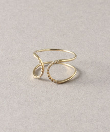 センターCダイヤオープン2ラインリングK10