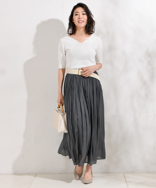 RIVE DROITE（リヴドロワ）の「【洗える】レーヨンロングスカート（スカート・レディース・チャコールグレー/ベージュ/グリーン/ブルー/バイオレット・FREE）」の2枚目の写真