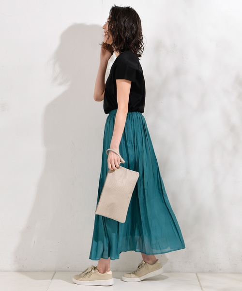 RIVE DROITE（リヴドロワ）の「【洗える】レーヨンロングスカート（スカート・レディース・チャコールグレー/ベージュ/グリーン/ブルー/バイオレット・FREE）」の7枚目の写真