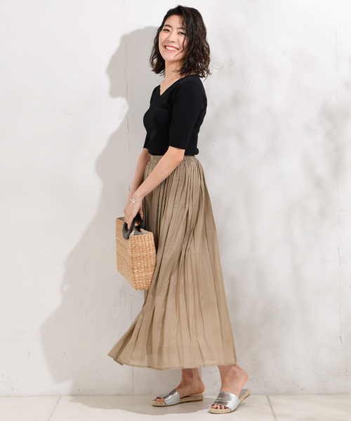 RIVE DROITE（リヴドロワ）の「【洗える】レーヨンロングスカート（スカート・レディース・チャコールグレー/ベージュ/グリーン/ブルー/バイオレット・FREE）」の10枚目の写真