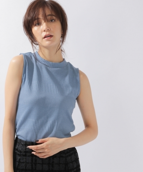 laboratory work（ラボラトリーワーク）の「カワリテレコノースリーブ（ニット/セーター・レディース・オフホワイト/ブラック/ブルー・MEDIUM）」の3枚目の写真