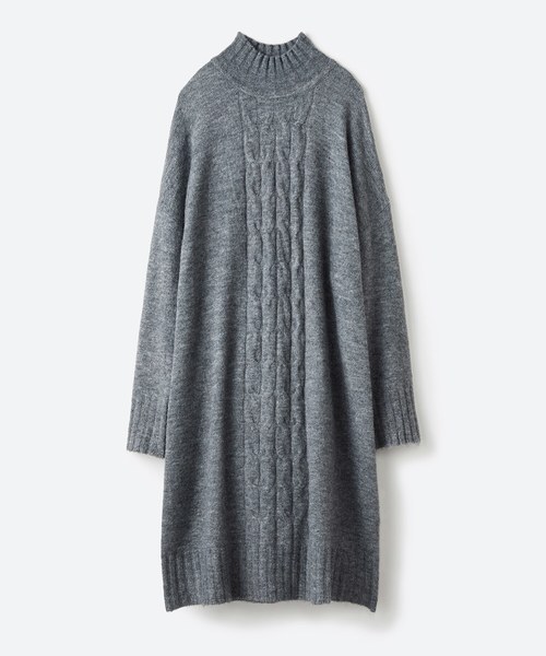 お寝坊さんの着るだけ素敵服 ワンピース ぱふっとシルエットのケーブル柄ニットワンピース ワンピース セール Haco ハコ のファッション