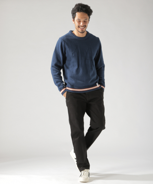 BAYFLOW（ベイフロー）の「コットンラインクループルオーバー（ニット/セーター・メンズ・ネイビー/オフホワイト・SMALL/MEDIUM/LARGE）」の13枚目の写真