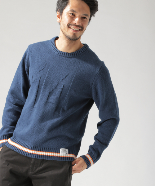 BAYFLOW（ベイフロー）の「コットンラインクループルオーバー（ニット/セーター・メンズ・ネイビー/オフホワイト・SMALL/MEDIUM/LARGE）」の11枚目の写真