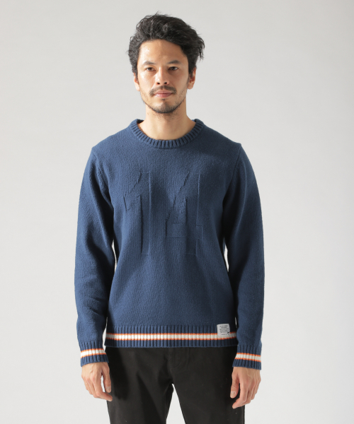BAYFLOW（ベイフロー）の「コットンラインクループルオーバー（ニット/セーター・メンズ・ネイビー/オフホワイト・SMALL/MEDIUM/LARGE）」の10枚目の写真