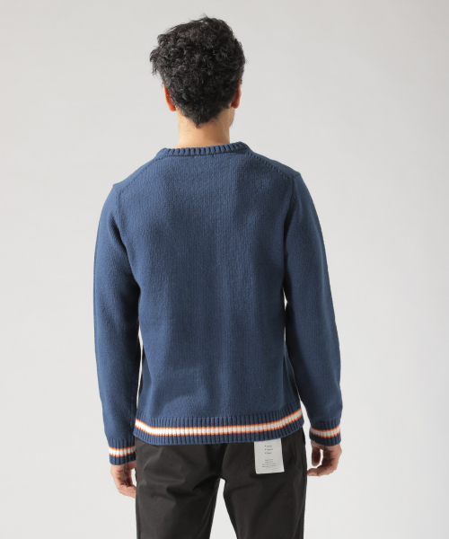 BAYFLOW（ベイフロー）の「コットンラインクループルオーバー（ニット/セーター・メンズ・ネイビー/オフホワイト・SMALL/MEDIUM/LARGE）」の8枚目の写真