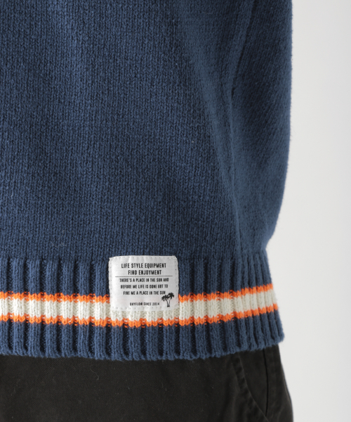 BAYFLOW（ベイフロー）の「コットンラインクループルオーバー（ニット/セーター・メンズ・ネイビー/オフホワイト・SMALL/MEDIUM/LARGE）」の5枚目の写真