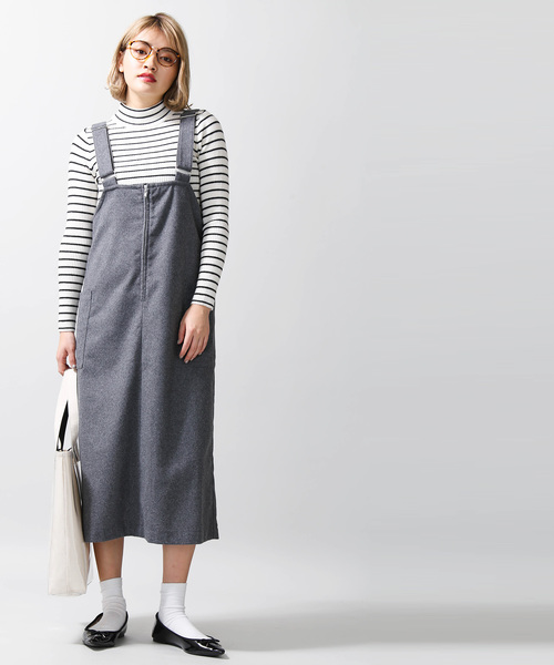 WEGO（ウィゴー）の「WEGO/ハイウエストジャンパースカート（ジャンパースカート・レディース・ブラック/杢グレー・FREE）」の2枚目の写真