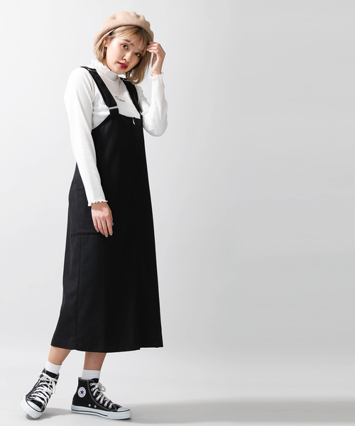 WEGO（ウィゴー）の「WEGO/ハイウエストジャンパースカート（ジャンパースカート・レディース・ブラック/杢グレー・FREE）」の6枚目の写真