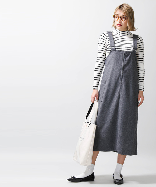 WEGO（ウィゴー）の「WEGO/ハイウエストジャンパースカート（ジャンパースカート・レディース・ブラック/杢グレー・FREE）」の8枚目の写真