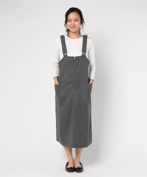 WEGO（ウィゴー）の「WEGO/ハイウエストジャンパースカート（ジャンパースカート・レディース・ブラック/杢グレー・FREE）」の10枚目の写真