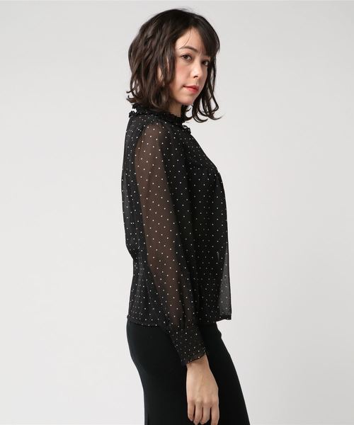 WEGO（ウィゴー）の「WEGO/シャーリングハイネックブラウス（シャツ/ブラウス・レディース・ブラック/ホワイト系その他4/ホワイト系その他2/アイボリー/ドット/ブラック系その他2/オフホワイト・FREE）」の8枚目の写真