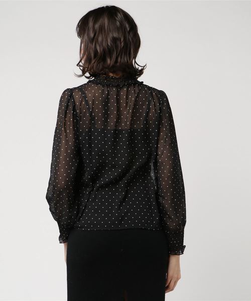 WEGO（ウィゴー）の「WEGO/シャーリングハイネックブラウス（シャツ/ブラウス・レディース・ブラック/ホワイト系その他4/ホワイト系その他2/アイボリー/ドット/ブラック系その他2/オフホワイト・FREE）」の9枚目の写真