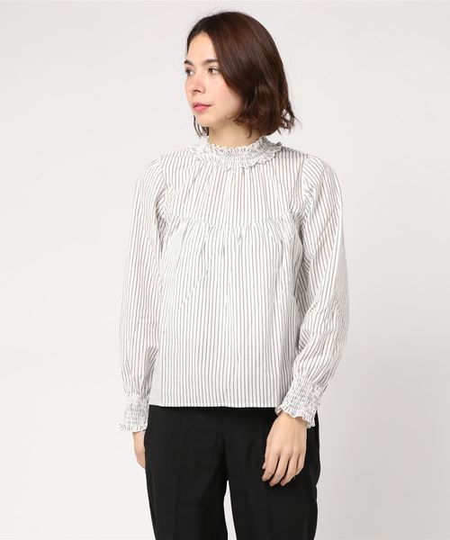 WEGO（ウィゴー）の「WEGO/シャーリングハイネックブラウス（シャツ/ブラウス・レディース・ブラック/ホワイト系その他4/ホワイト系その他2/アイボリー/ドット/ブラック系その他2/オフホワイト・FREE）」の11枚目の写真