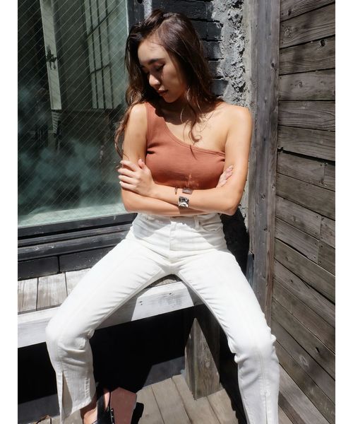 EVRIS（エヴリス）の「ワンショルダーサークルモチーフトップス（タンクトップ・レディース・ホワイト/ブラック/オレンジ/ブラウン・FREE）」の14枚目の写真