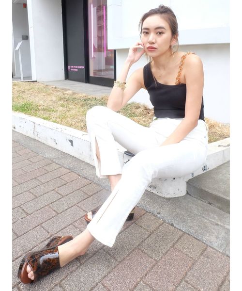 EVRIS（エヴリス）の「ワンショルダーサークルモチーフトップス（タンクトップ・レディース・ホワイト/ブラック/オレンジ/ブラウン・FREE）」の15枚目の写真