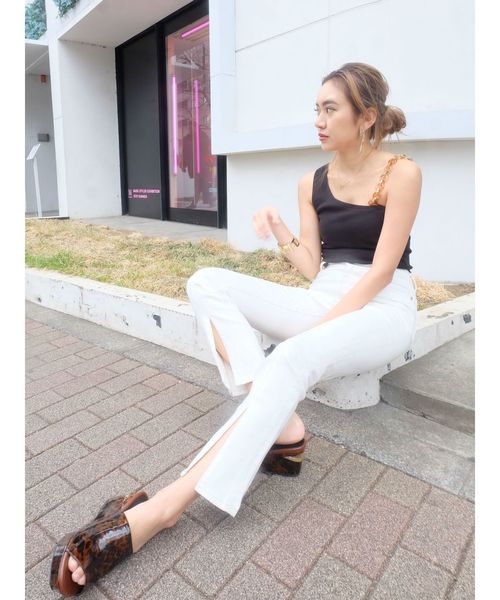 EVRIS（エヴリス）の「ワンショルダーサークルモチーフトップス（タンクトップ・レディース・ホワイト/ブラック/オレンジ/ブラウン・FREE）」の12枚目の写真