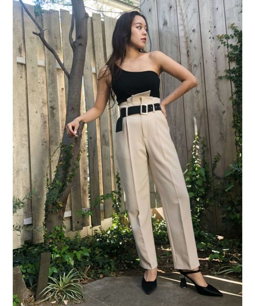 EVRIS（エヴリス）の「ワンショルダーサークルモチーフトップス（タンクトップ・レディース・ホワイト/ブラック/オレンジ/ブラウン・FREE）」の9枚目の写真