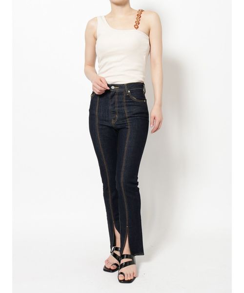 EVRIS（エヴリス）の「ワンショルダーサークルモチーフトップス（タンクトップ・レディース・ホワイト/ブラック/オレンジ/ブラウン・FREE）」の7枚目の写真