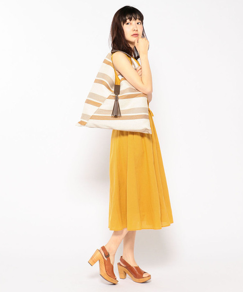 Petit Honfleur（プチオンフルール）の「ボーダー雑材トートバッグ（トートバッグ・レディース・グレー/ベージュ・フリー）」の20枚目の写真