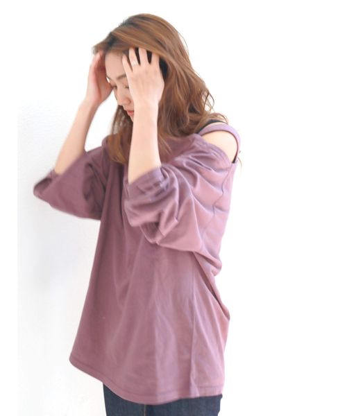 Ungrid（アングリッド）の「ショルダーデザインロングスリーブTee（Tシャツ/カットソー・レディース・ブラック/パープル/オフホワイト・FREE）」の7枚目の写真
