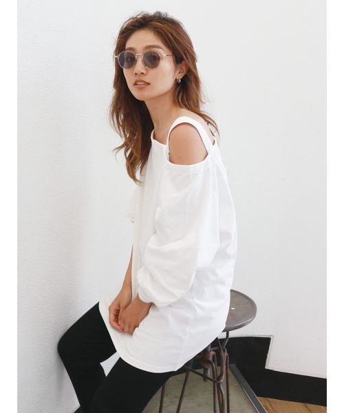 Ungrid（アングリッド）の「ショルダーデザインロングスリーブTee（Tシャツ/カットソー・レディース・ブラック/パープル/オフホワイト・FREE）」の8枚目の写真