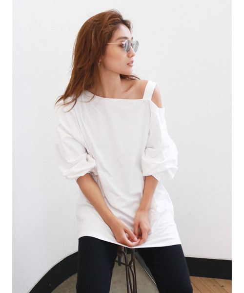 Ungrid（アングリッド）の「ショルダーデザインロングスリーブTee（Tシャツ/カットソー・レディース・ブラック/パープル/オフホワイト・FREE）」の9枚目の写真