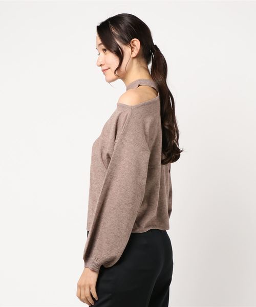 VENCEEXCHANGE（ヴァンスエクスチェンジ）の「肩開きニットプルオーバー（ニット/セーター・レディース・ブラック/ベージュ/オフホワイト・M）」の5枚目の写真