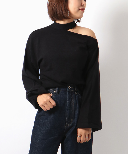 VENCEEXCHANGE（ヴァンスエクスチェンジ）の「肩開きニットプルオーバー（ニット/セーター・レディース・ブラック/ベージュ/オフホワイト・M）」の3枚目の写真