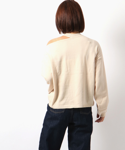 VENCEEXCHANGE（ヴァンスエクスチェンジ）の「肩開きニットプルオーバー（ニット/セーター・レディース・ブラック/ベージュ/オフホワイト・M）」の7枚目の写真