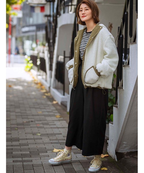 GeeRA（ジーラ）の「リバーシブルボアマウンテンパーカー（マウンテンパーカー・レディース・ベージュ/カーキ・LARGE/X-LARGE/MEDIUM）」の12枚目の写真