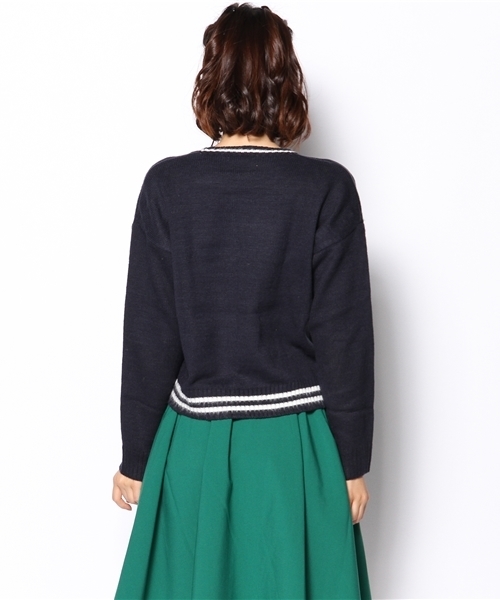 WEGO(ウィゴー)の「WEGO/ラインイニシャルニット(ニット/セーター・レディース・オフホワイト/ダークグリーン/ネイビー/ワイン/マスタード・FREE)」の15枚目の写真