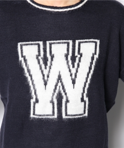 WEGO(ウィゴー)の「WEGO/ラインイニシャルニット(ニット/セーター・レディース・オフホワイト/ダークグリーン/ネイビー/ワイン/マスタード・FREE)」の10枚目の写真