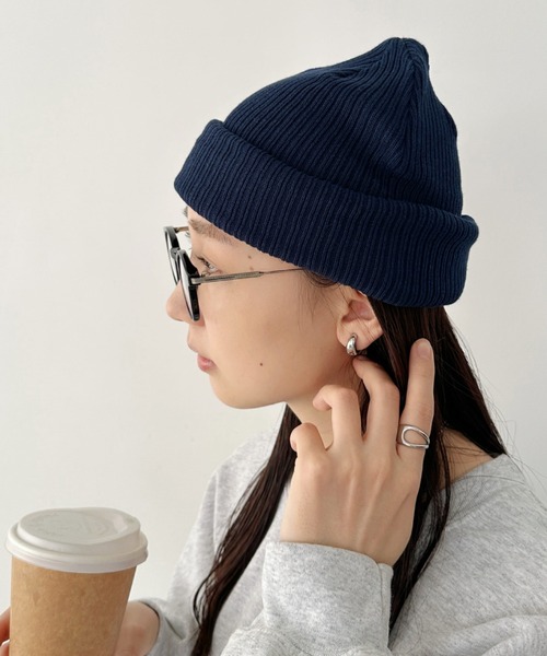 newhattan（ニューハッタン）の「newhattan(ニューハッタン) / オールシーズン マルチウェイ リブ コットンビーニー ニットキャップ（ニットキャップ/ビーニー・レディース・ホワイト/ブラック/ネイビー/レッド/ダークグレー/杢グレー/バーガンディー/ロイヤルブルー/ダークブラウン/オリーブ/カーキ・FREE）」の8枚目の写真