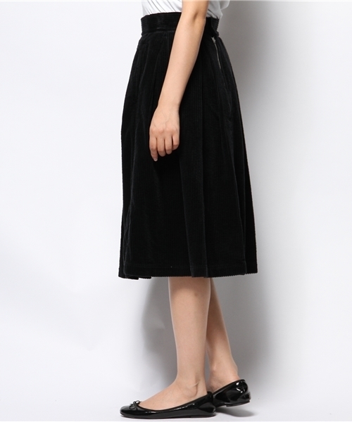 I am I （アイアムアイ）の「5Ｗ太コール       タックスカート（スカート・レディース・ホワイト/ブラック・FREE）」の3枚目の写真