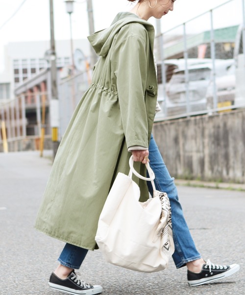 reca（レカ）の「フードトレンチコート（トレンチコート・レディース・カーキ/ベージュ系その他/ベージュ・L/M）」の3枚目の写真