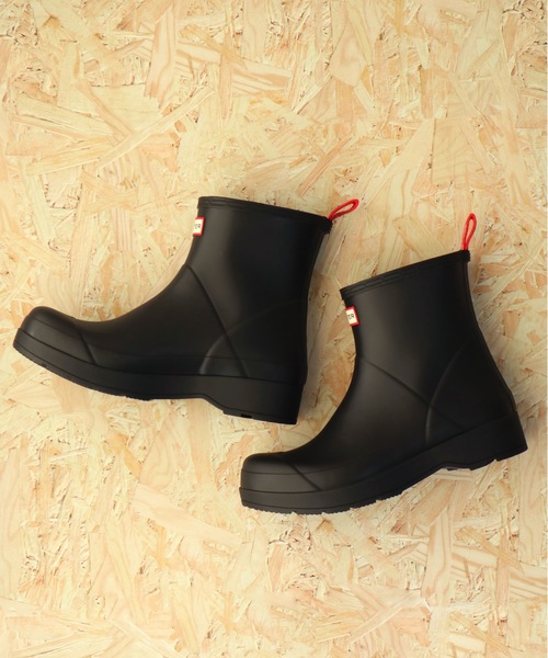 レインシューズ HUNTER MEN ORIGINAL PLAY SHORTS RAIN BOOTS BLACK MFS9088RMAB メンズ オリジナル ショート プレイ ブーツ - ブラック