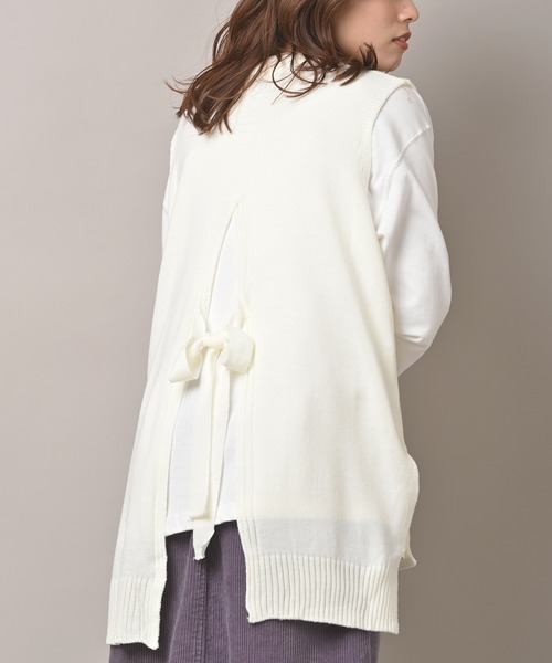 rps（アールピーエス）の「ＢＡＣＫスリットニットベスト（ベスト・レディース・ベージュ/アイボリー・M）」の2枚目の写真