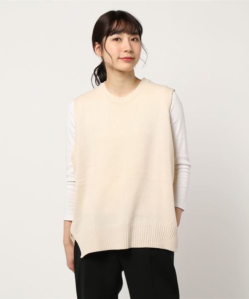 rps（アールピーエス）の「ＢＡＣＫスリットニットベスト（ベスト・レディース・ベージュ/アイボリー・M）」の5枚目の写真