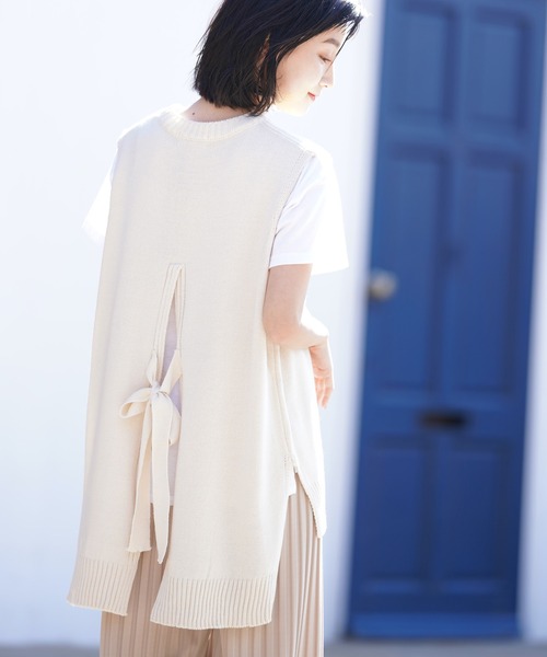 rps（アールピーエス）の「ＢＡＣＫスリットニットベスト（ベスト・レディース・ベージュ/アイボリー・M）」の12枚目の写真