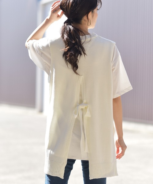 rps（アールピーエス）の「ＢＡＣＫスリットニットベスト（ベスト・レディース・ベージュ/アイボリー・M）」の19枚目の写真