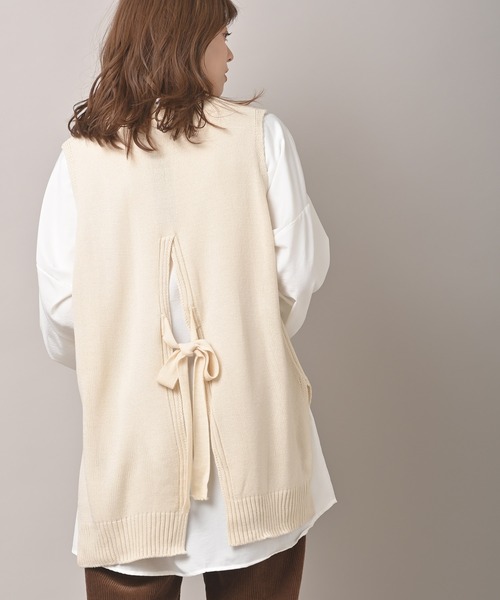 rps（アールピーエス）の「ＢＡＣＫスリットニットベスト（ベスト・レディース・ベージュ/アイボリー・M）」の14枚目の写真