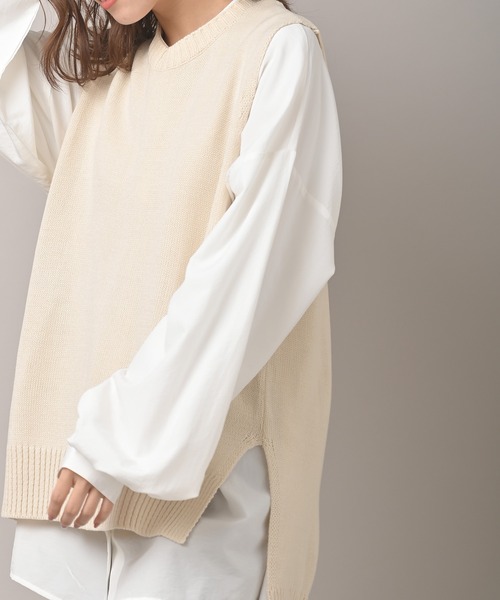 rps（アールピーエス）の「ＢＡＣＫスリットニットベスト（ベスト・レディース・ベージュ/アイボリー・M）」の15枚目の写真