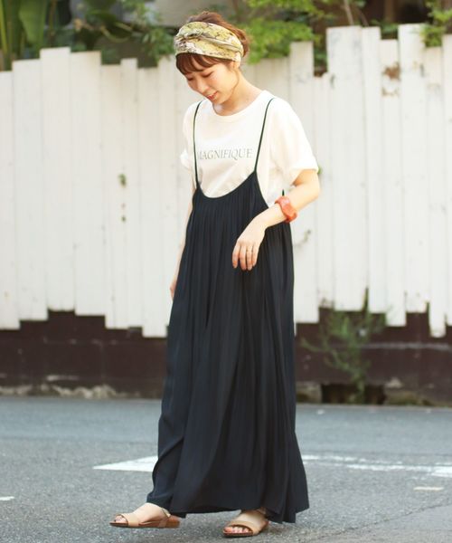 セール ワンピース パウダーサテンギャザープリーツキャミワンピース ワンピース Le Coeur ワンピース Blanc ルクールブラン のファッション