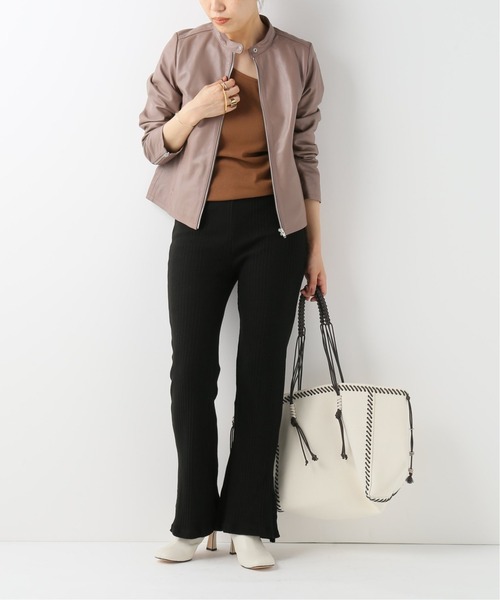 B.C STOCK（ベーセーストック）の「ランダムリブスリットパンツ（その他パンツ・レディース・ホワイト/ブラック/パープル・FREE）」の4枚目の写真