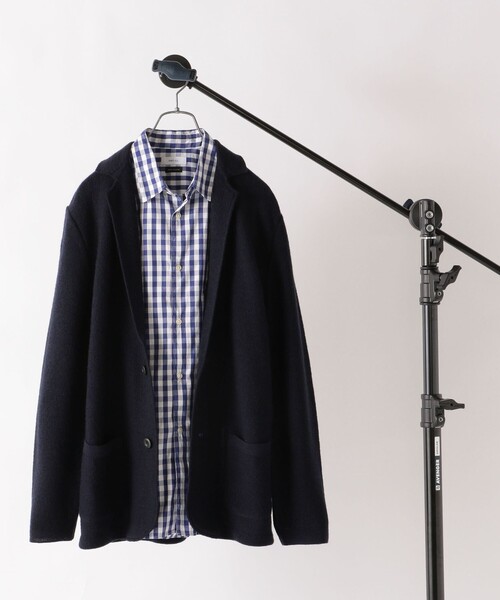 gim ノーカラーニットジャケット size L L】ツィーディーラメ ノーカラーニットジャケット