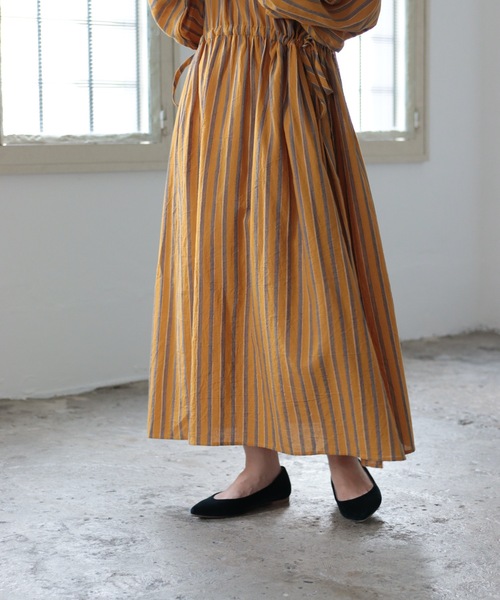 sakishimatokyo(サキシマトーキョー)の「【ZOZO限定】サキシマamp「ストライプサイドリボンワンピース/ボリューム袖」(シャツワンピース・レディース・ブラック/イエロー/ブラウン・FREE)」の15枚目の写真