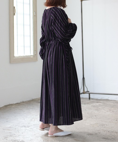 sakishimatokyo(サキシマトーキョー)の「【ZOZO限定】サキシマamp「ストライプサイドリボンワンピース/ボリューム袖」(シャツワンピース・レディース・ブラック/イエロー/ブラウン・FREE)」の10枚目の写真