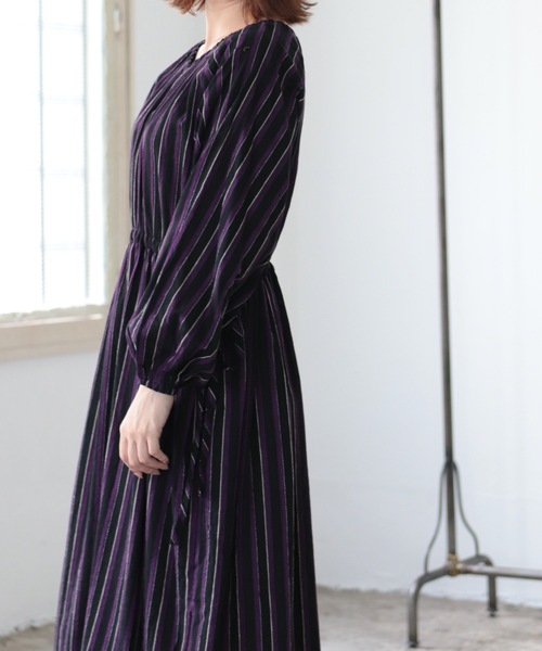 sakishimatokyo(サキシマトーキョー)の「【ZOZO限定】サキシマamp「ストライプサイドリボンワンピース/ボリューム袖」(シャツワンピース・レディース・ブラック/イエロー/ブラウン・FREE)」の11枚目の写真